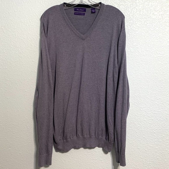 Alan Flusser Other - Alan Flusser Sweater Mens Large Cashmere Silk Cotton Purple V Neck Pullover